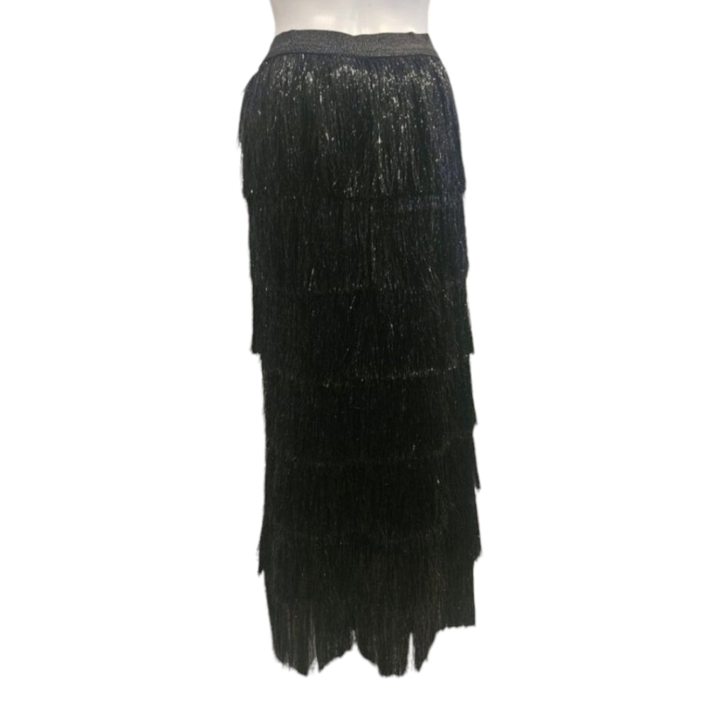 NWT - WHY Dress - Tiered Fringe Tassel Maxi Skirt - Size Small - Picture 2 of 6